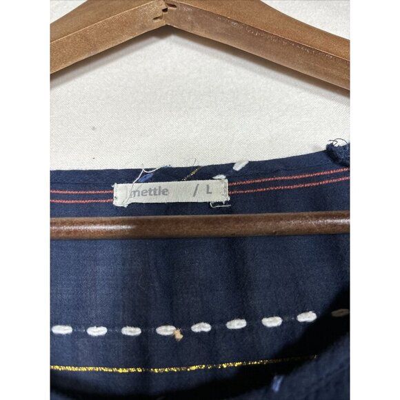 Mettle‎ Blue Short Sleeve Blouse Flutter Sleeve Fringe Women’s L - Picture 2 of 6